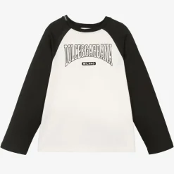 Boys White & Black Cotton Top