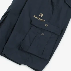 Boys White & Blue Cotton Shorts Set