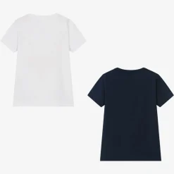 Boys White & Blue Cotton T-Shirts (2 Pack)