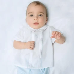 Boys White & Blue Shorts Set