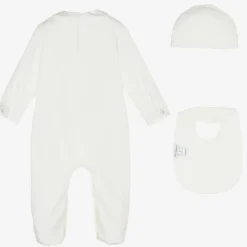 Boys White & Gold Cotton Babysuit Gift Set