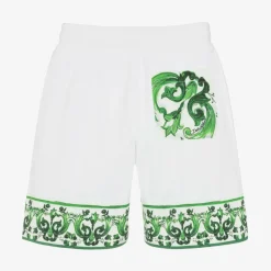 Boys White & Green Majolica Shorts