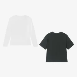 Boys White & Grey Cotton Tops (2 Pack)