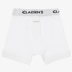Boys White Cotton Boxer Shorts (2 Pack)