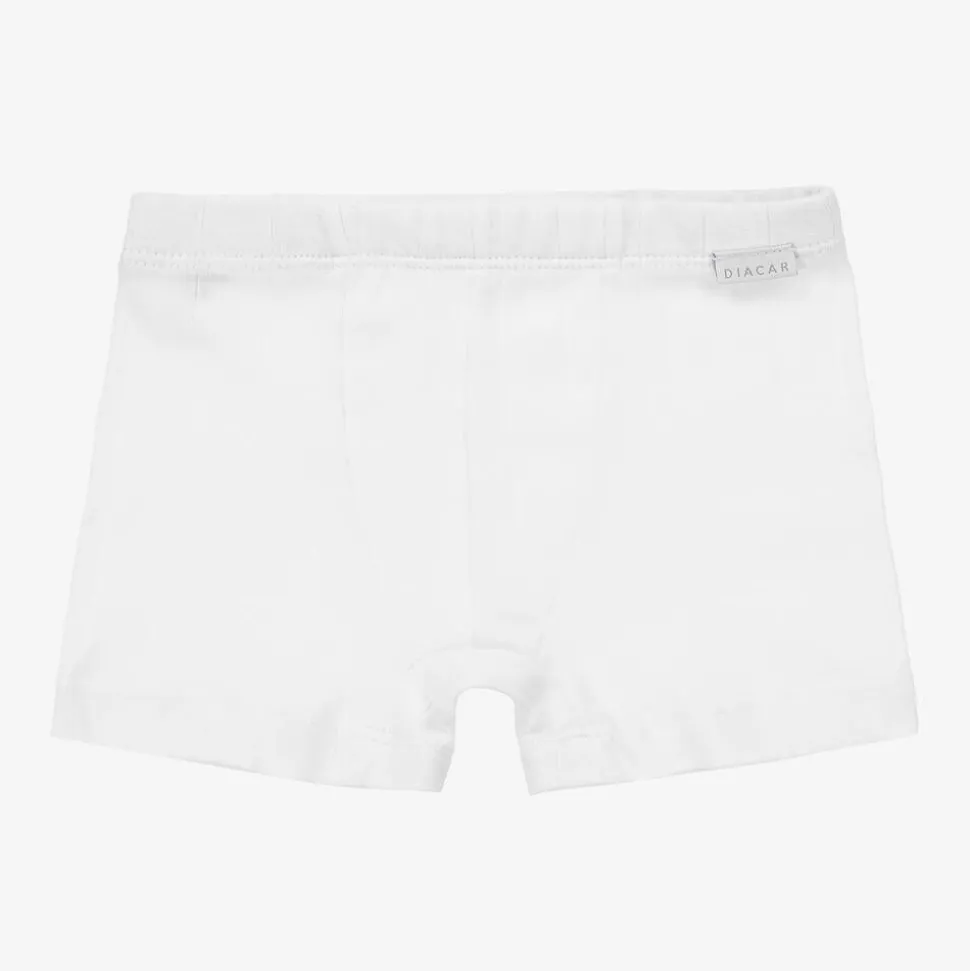 Boys White Cotton Boxer Shorts