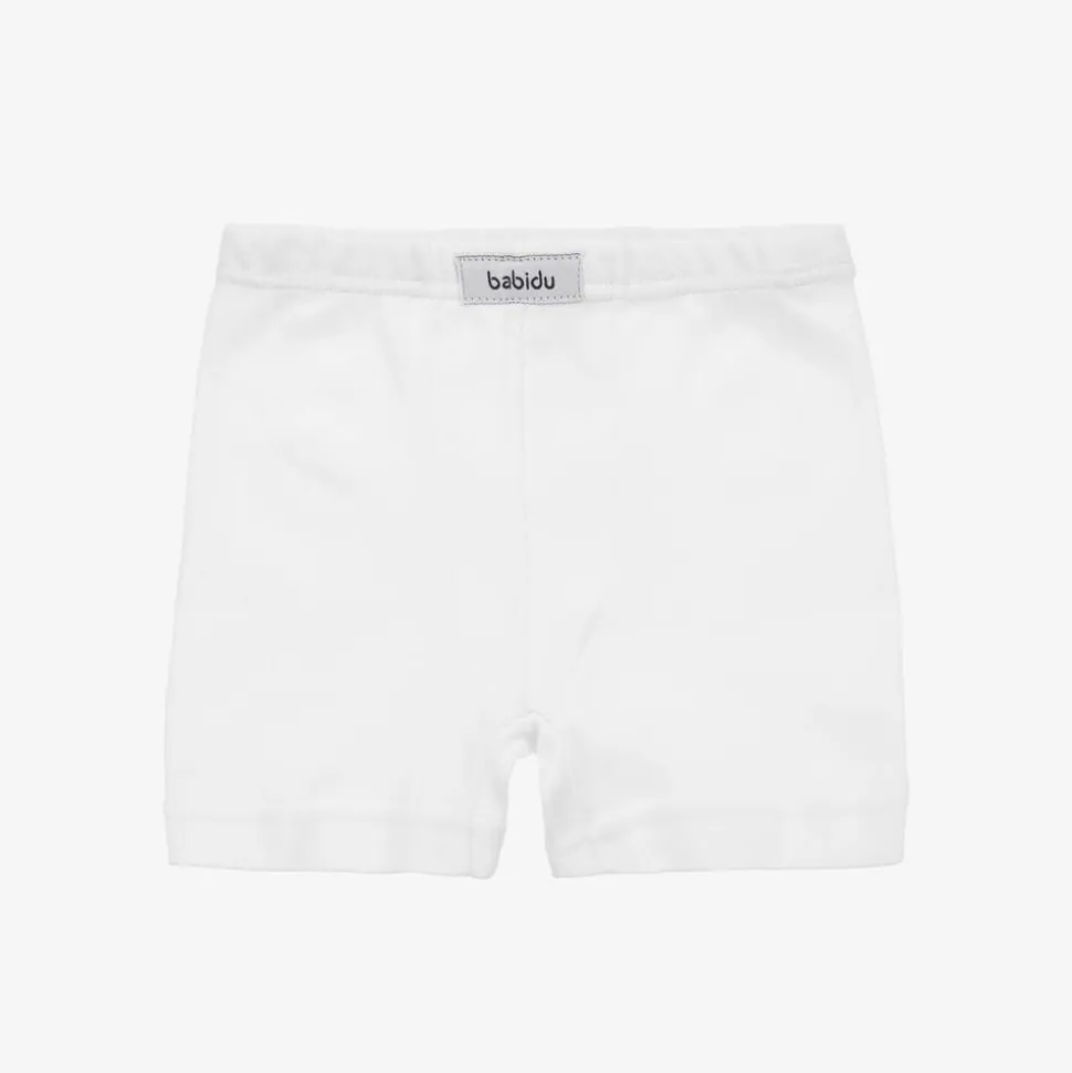 Boys White Cotton Boxer Shorts