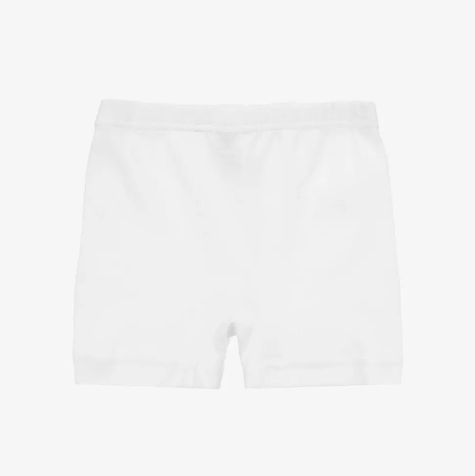 Boys White Cotton Boxer Shorts