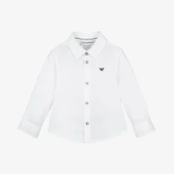 Boys White Cotton Eagle Logo Shirt