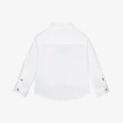 Boys White Cotton Eagle Logo Shirt