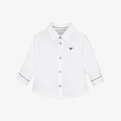 Boys White Cotton Eagle Logo Shirt