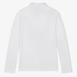 Boys White Cotton Piqué Polo Shirt