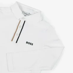 Boys White Cotton Piqué Polo Shirt