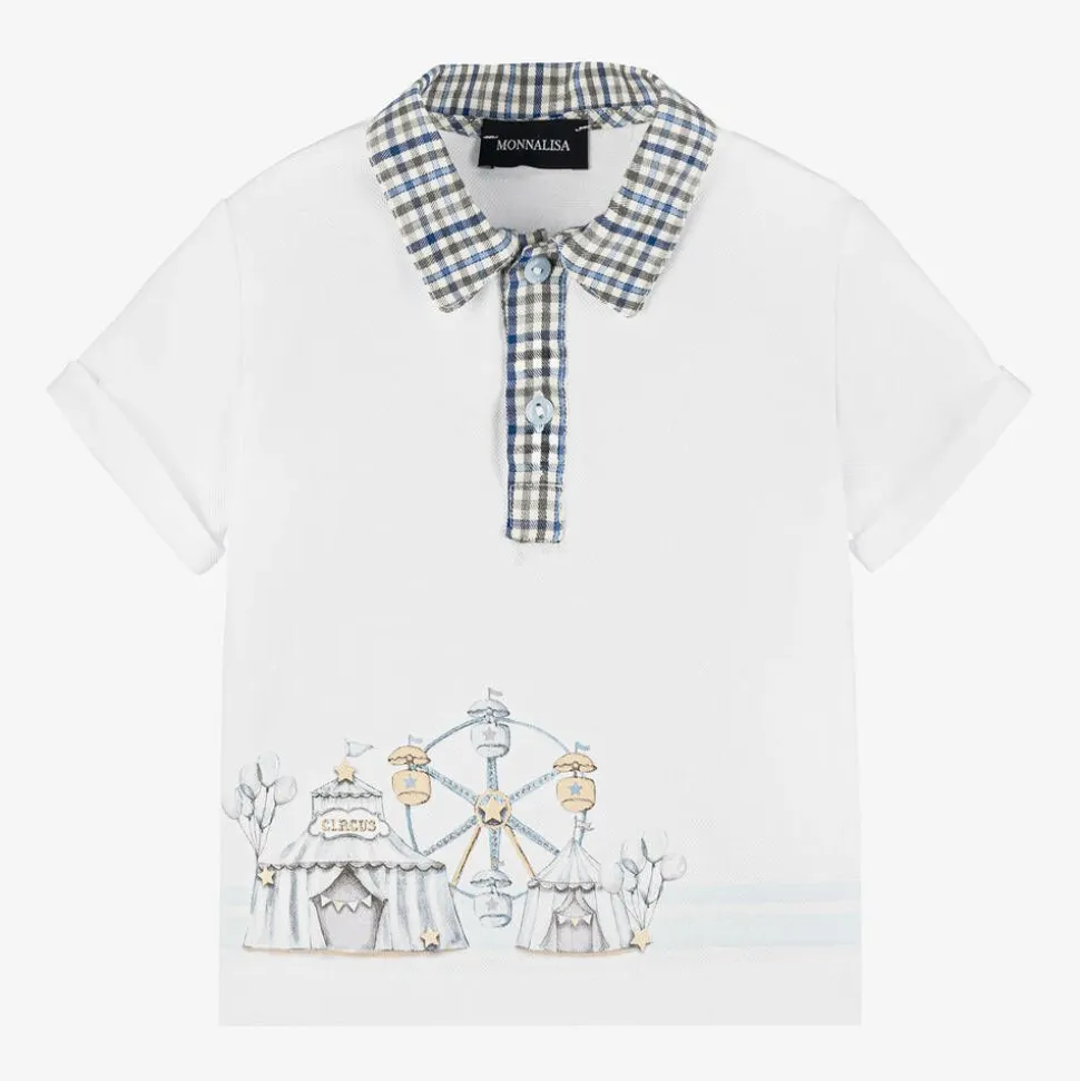 Boys White Cotton Piqué Polo Shirt