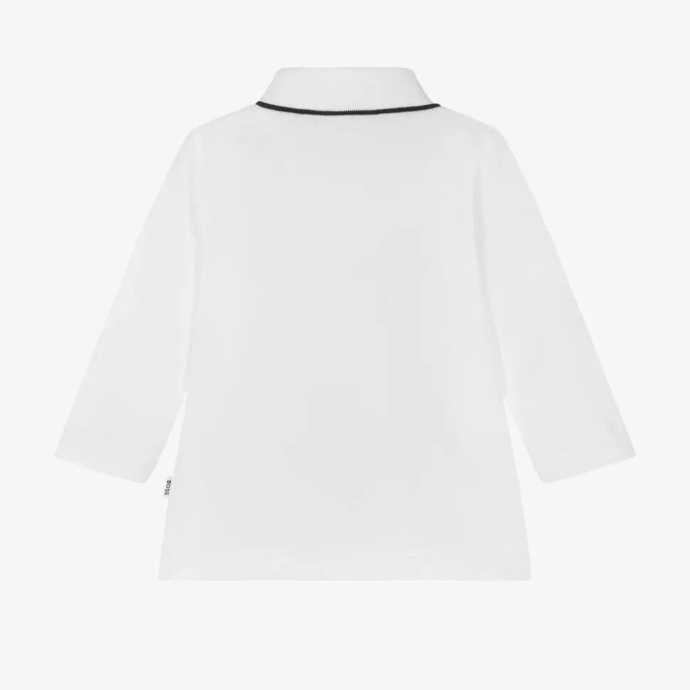 Boys White Cotton Polo Shirt