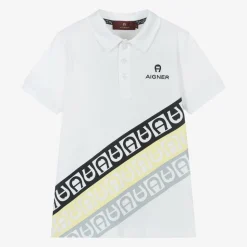 Boys White Cotton Polo Shirt