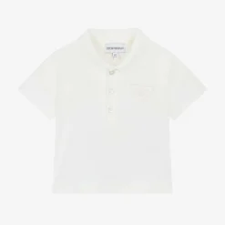 Boys White Cotton Polo Shirt