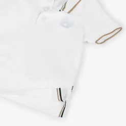 Boys White Cotton Polo Shirt