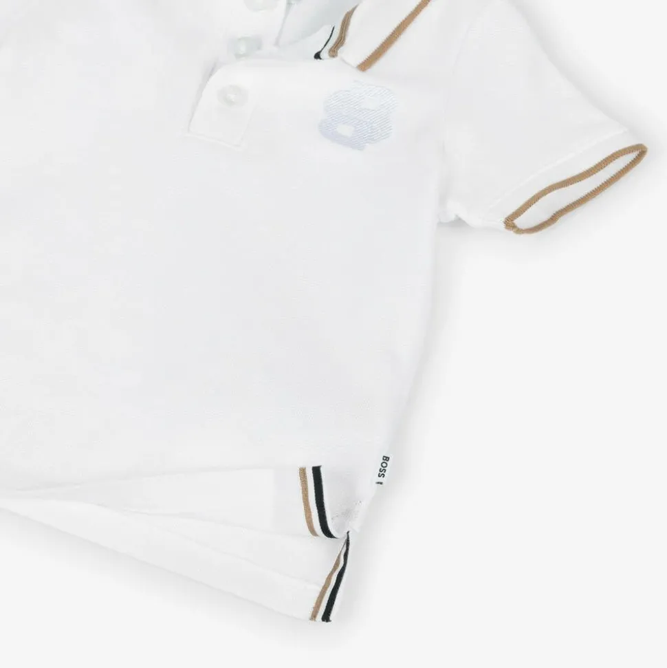 Boys White Cotton Polo Shirt