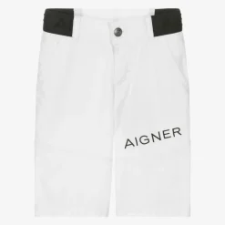 Boys White Cotton Shorts