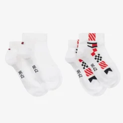 Boys White Cotton Trainer Socks (2 Pack)