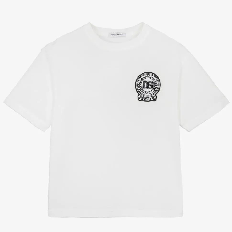 Boys White Cotton T-Shirt