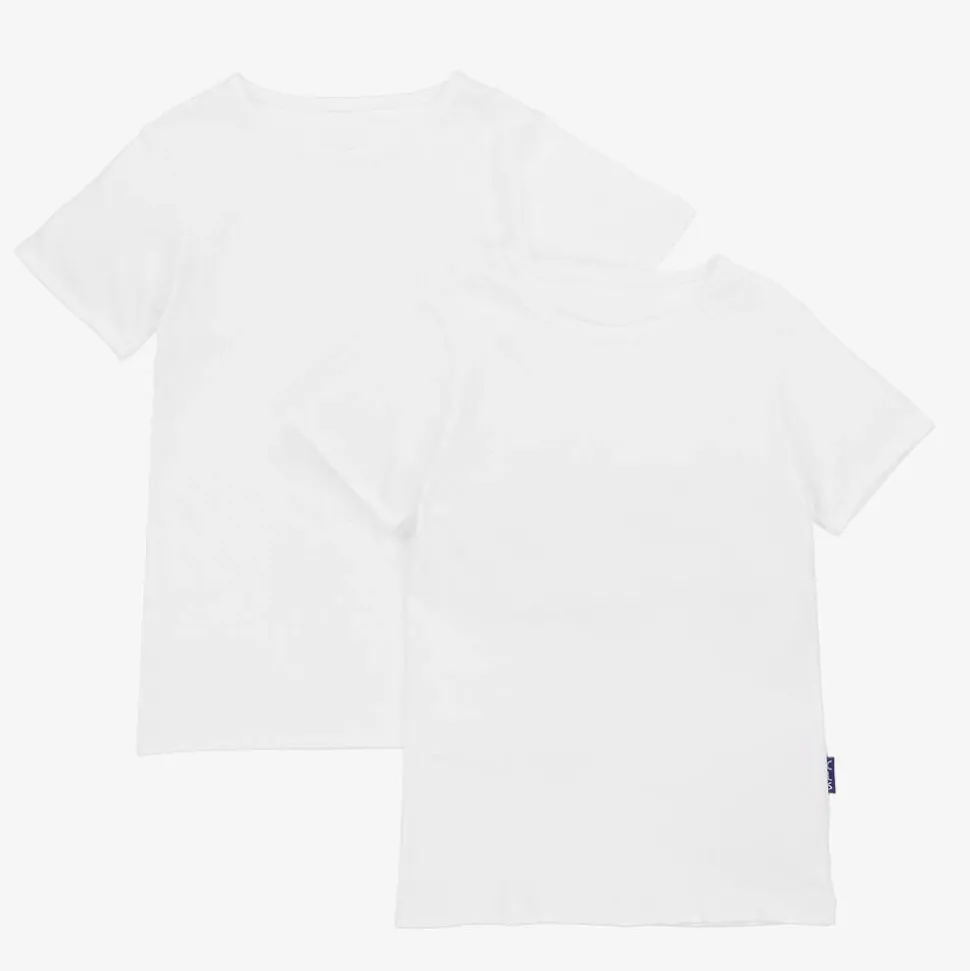 Boys White Cotton T-Shirt Vests (2 Pack)