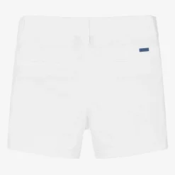 Boys White Cotton Twill Shorts