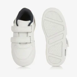 Boys White Faux Leather Velcro Trainers