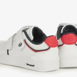 Boys White Faux Leather Velcro Trainers