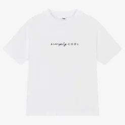 Boys White Graphic Cotton T-Shirt