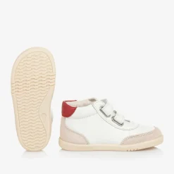 Boys White Leather High-Top Trainers