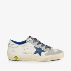 Boys White Leather Super-Star Trainers