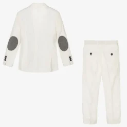 Boys White Linen & Cotton Suit