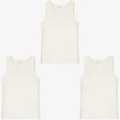 Boys White Organic Cotton Vests (3 Pack)