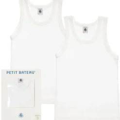 Boys White Organic Cotton Vests (2 Pack)