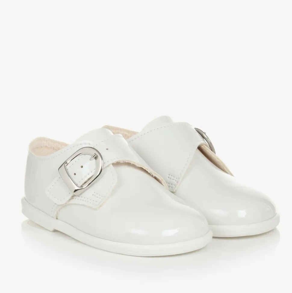 Boys White Patent First Walker Shoes