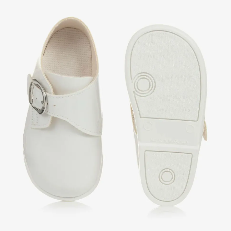 Boys White Patent First Walker Shoes