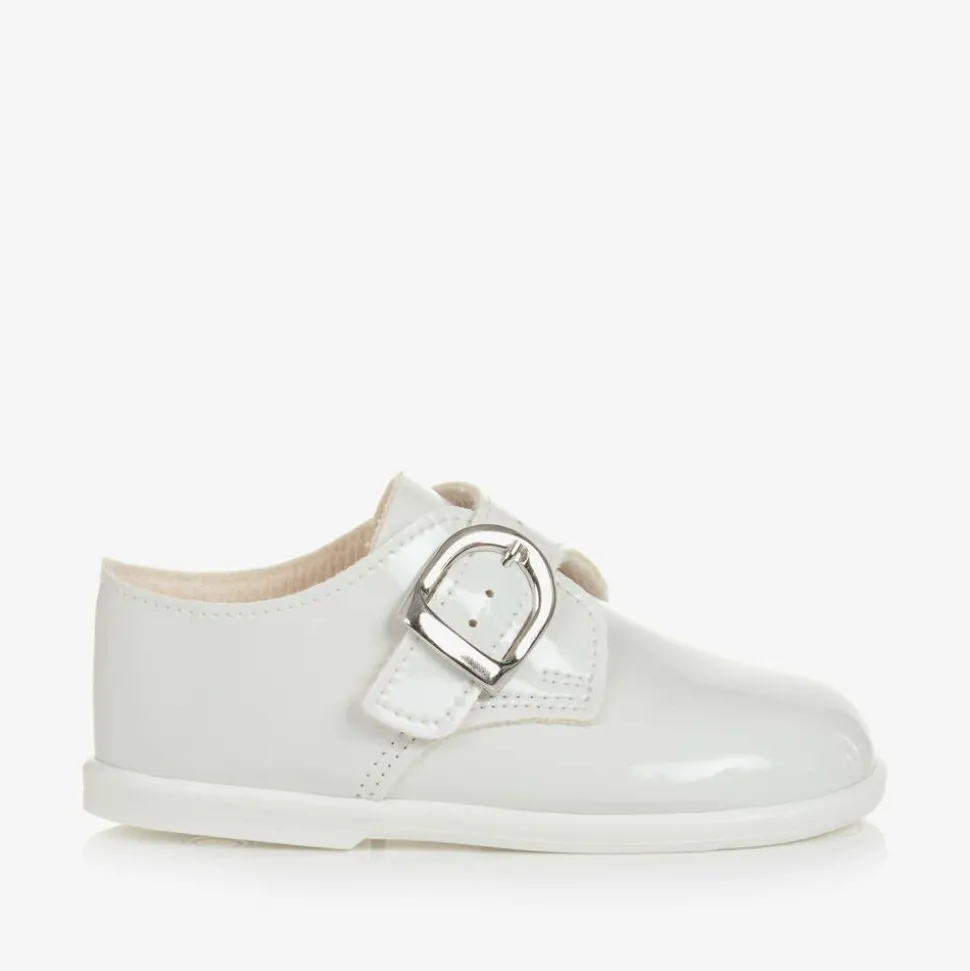 Boys White Patent First Walker Shoes