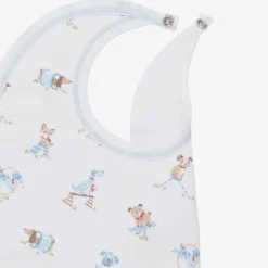 Boys White Pima Cotton Playground Pups Bib