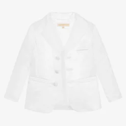 Boys White Satin 5-Piece Suit