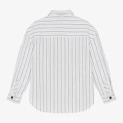 Boys White Striped Poplin Shirt