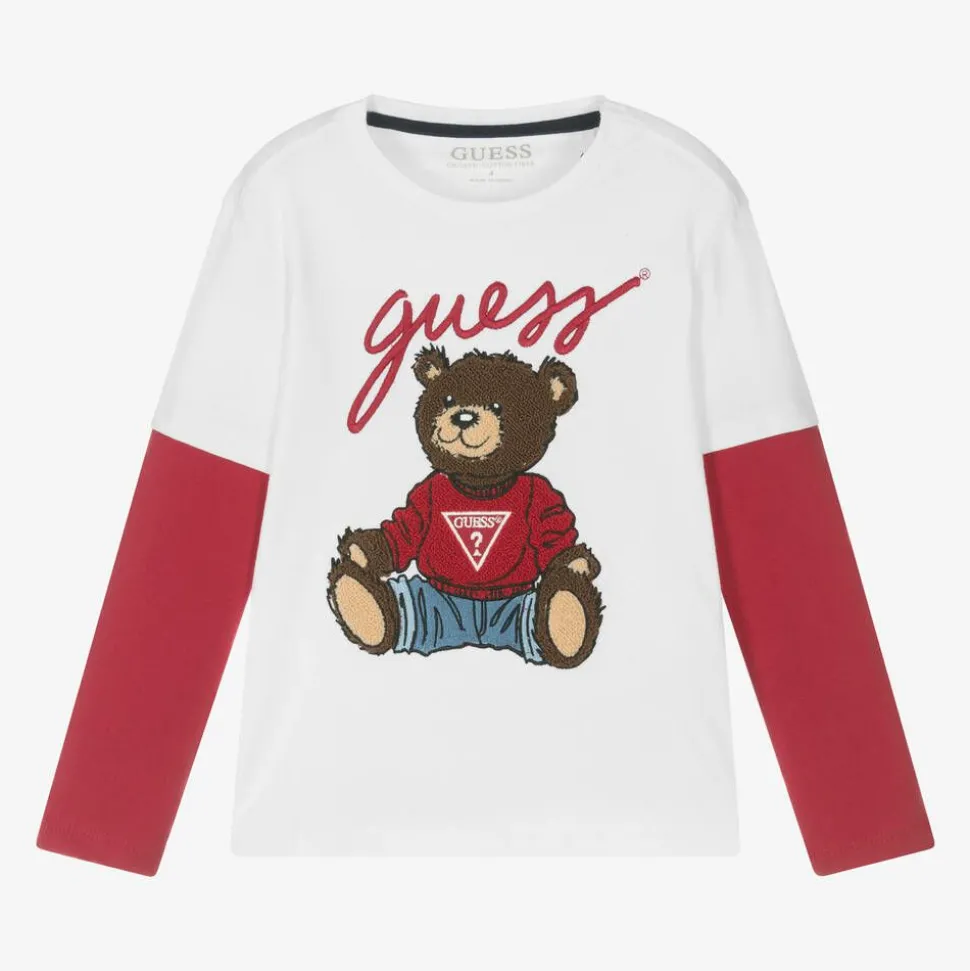 Boys White Teddy Bear Top