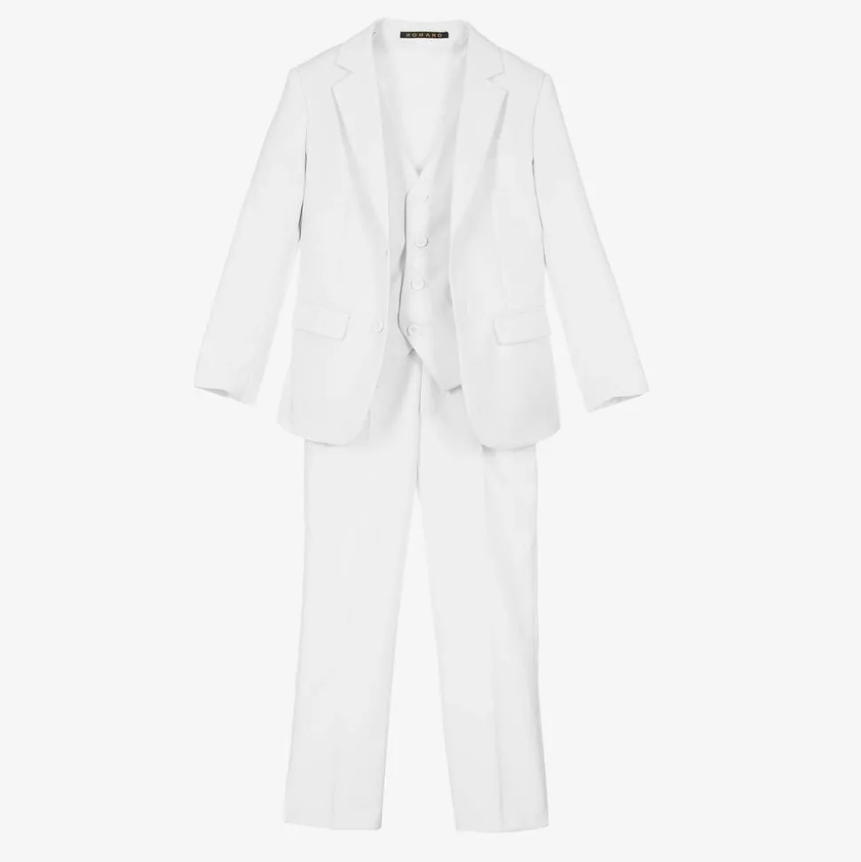 Boys White Twill Suit