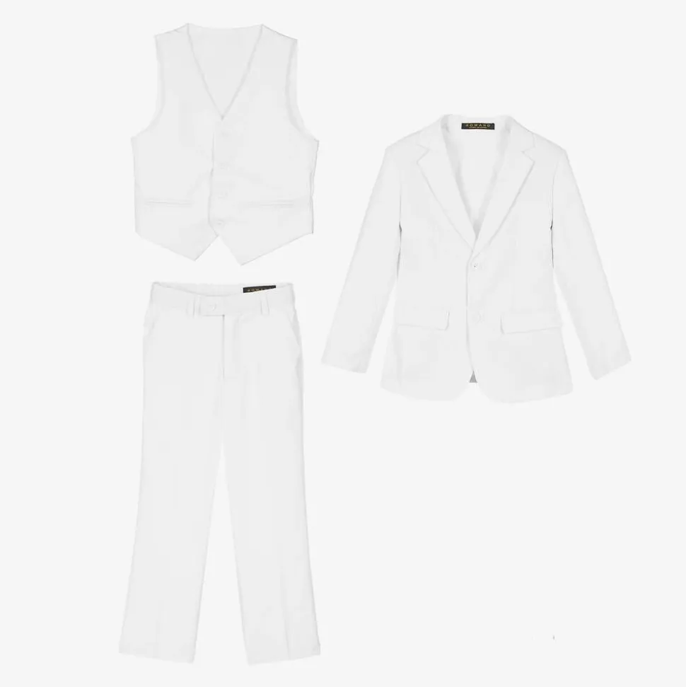 Boys White Twill Suit