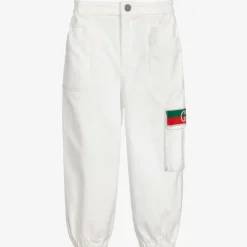 Boys White Web Trousers