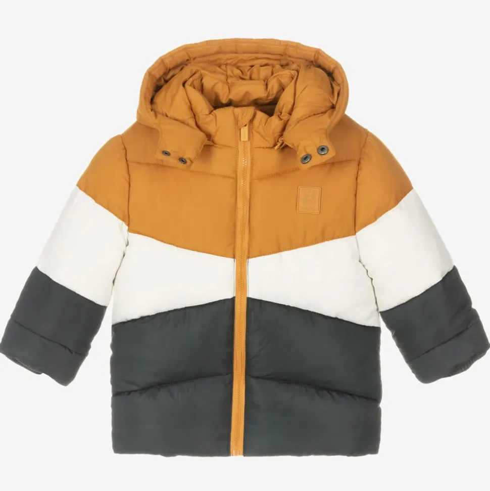Boys Yellow Colourblock Puffer Coat