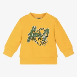 Boys Yellow Cotton Tiger Sweatshirt