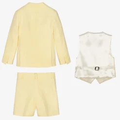 Boys Yellow Linen & Cotton Shorts Suit