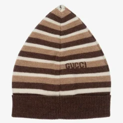 Brown & Beige Striped Baby Hat