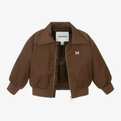 Brown Cat Print Bomber Jacket